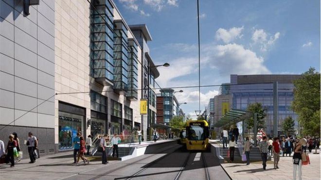 Manchester city centre Manchester city centre tram route39s green light by Government BBC News