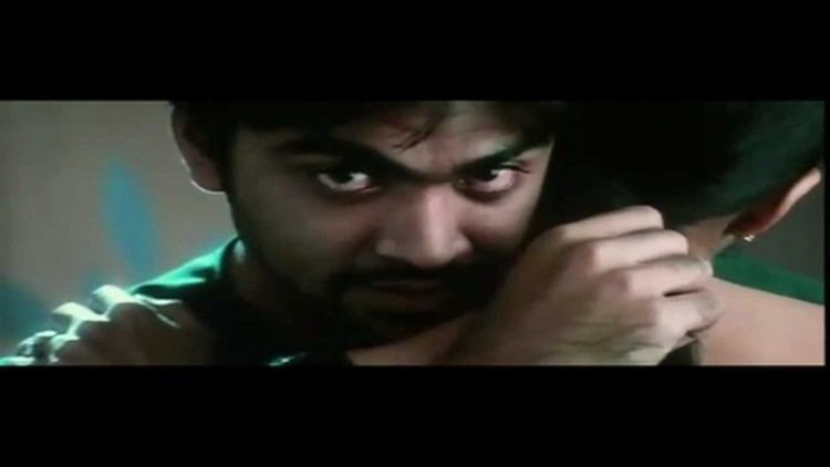 Silambarasan with a fierce look in the music video of the 2004 film, Manmadhan