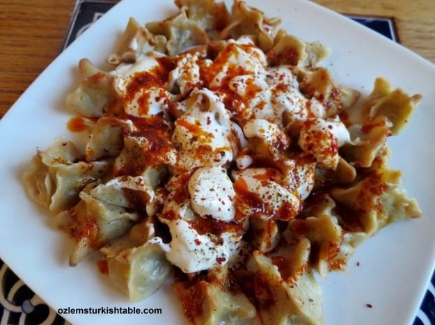 Manti (dumpling) Manti Turkish dumplings with ground meat onion and spices
