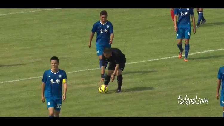 Mao Biao Mao Biao laughs after he misses open goal in incredibly humiliating