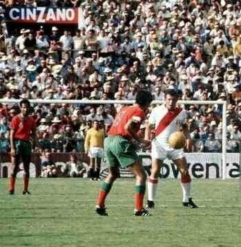 Maouhoub Ghazouani Peru 3 Morocco 0 in 1970 in Leon Maouhoub Ghazouani punts upfield