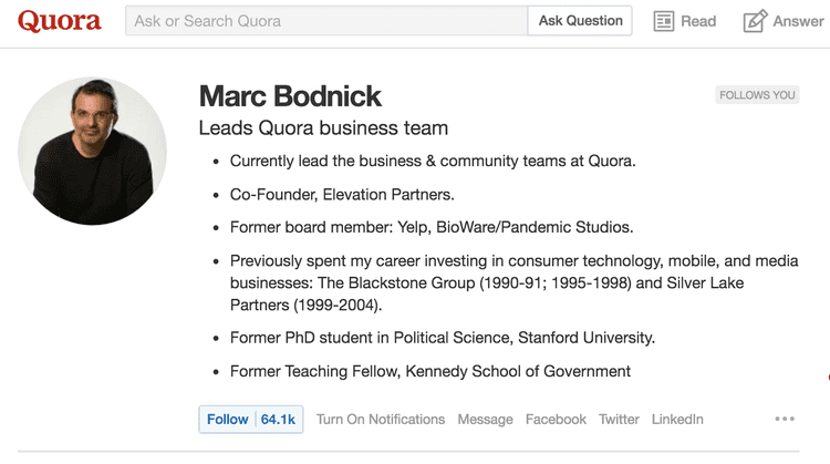 Marc Bodnick Quora loses its public face Marc Bodnick TechCrunch