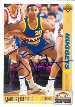 Marcus Liberty Marcus Liberty autographed Basketball card Denver Nuggets 1991