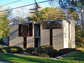 Front elevation of the Margaret Esherick House located at 204 Sunrise Lane, in the Chestnut Hill neighborhood of Philadelphia