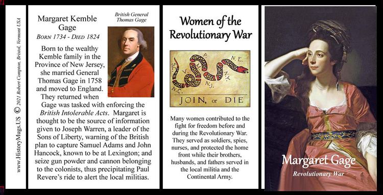 Gage, Margaret Kemble - Revolutionary War - HistoryMugs.us