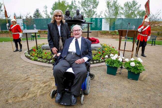 Margaret Southern Statue of Spruce Meadows founders Ron and Margaret Southern unveiled