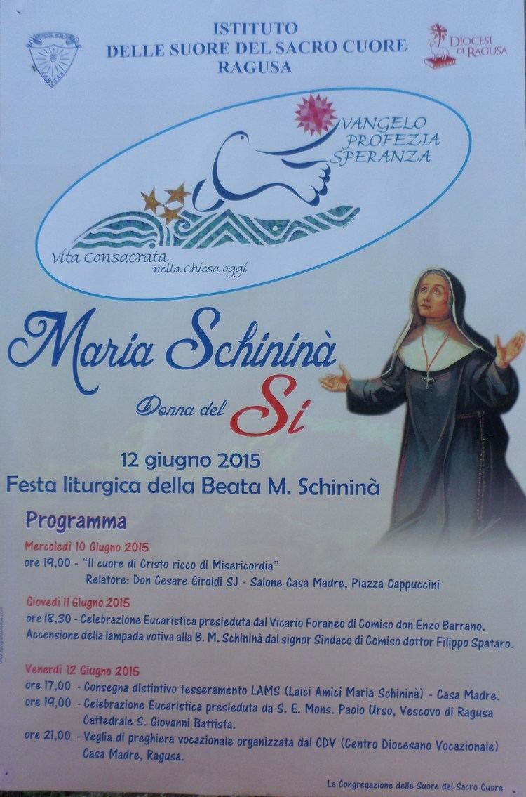 Maria Schininà Maria Schinin donna del s 12 giugno Suore del Sacro Cuore