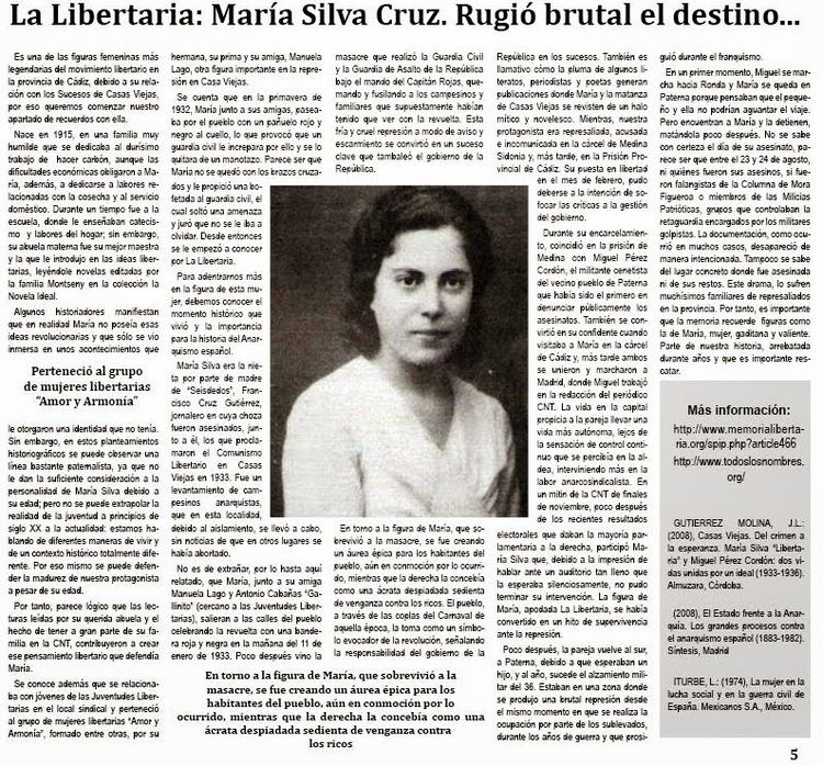 Maria Silva Cruz Mara Silva La Libertaria en el 80 aniversario de su asesinato