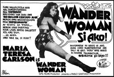 Maria Teresa Carlson in the poster of Wander Woman si ako! while wearing a wonder woman costume