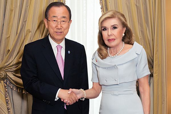 Marianna Vardinogiannis UN SecretaryGeneral Ban KiMoon Meets with Marianna Vardinoyannis D
