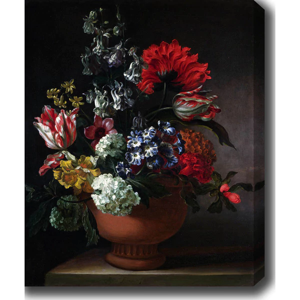 Marie Blancour Marie Blancour Flowers in a Terracotta Vase Oil on Canvas Art