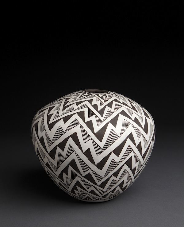 Marie Z. Chino Acoma Seed Jar with Mimbres Design by Marie Z Chino c 1960 Lyn