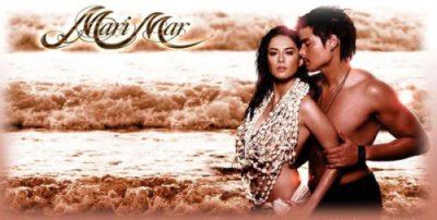 A poster of Marian Rivera and co-star Dingdong Dantes featured for the TV Series Marimar (2007) with an ocean scene.