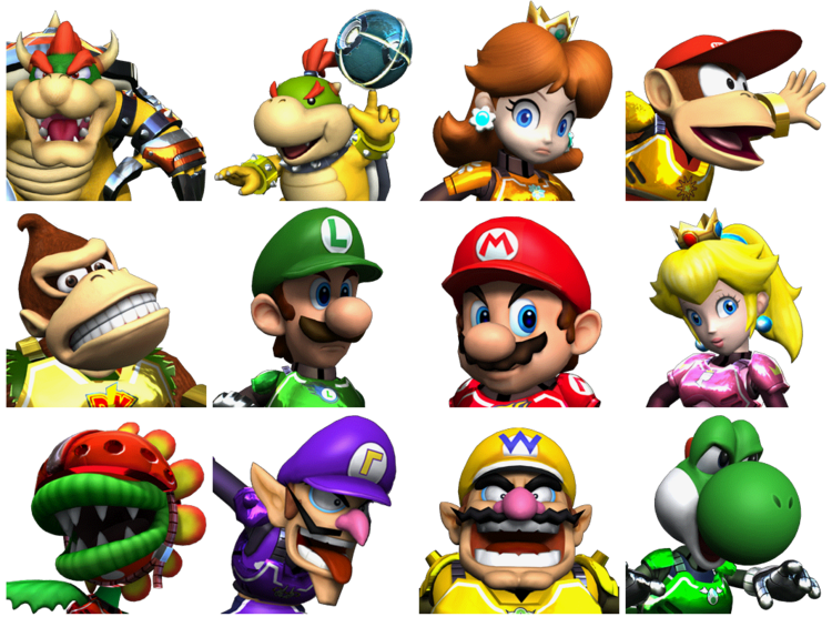 Mario Strikers Charged Supper Mario Broth Team captain mugshots from Mario Strikers Charged