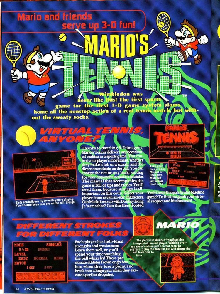 Mario's Tennis Virtual Boy Special feature Mario39s Tennis in Nintendo Power Vol 75