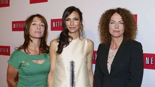 Marjolein Beumer, Famke Janssen, and Antoinette Beumer smiling in a pose during an event for Hemlock Grove (2013)