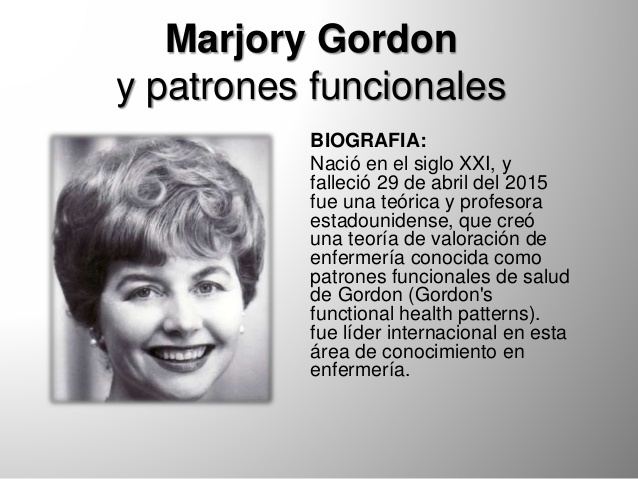 Marjory Gordon Marjory Gordon y sus 11 patrones funcionales