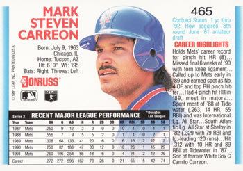Mark Carreon 1992 Donruss Baseball Gallery The Trading Card Database