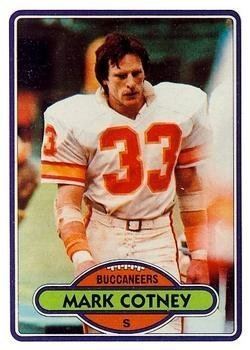 Mark Cotney 1980 Topps Regular Football Card 453 Mark Cotney of the Tampa Bay