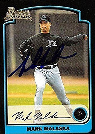 Mark Malaska Mark Malaska autographed baseball card Tampa Rays 2003 Bowman 1st