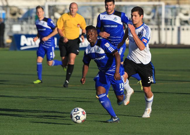 Marko Aleksic FC Edmonton players Marko Aleksic Hanson Boakai and Sadi Jalali