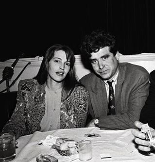 Marla Hanson smiling with Jay McInerney at a New York party for a movie premiere in 1990