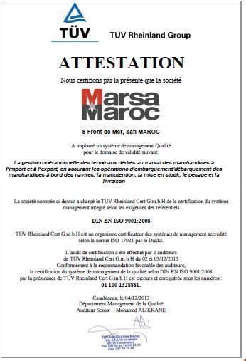 MarsaMaroc maritimenewsmaimageslogoCertificat20SAFI20MMJPG