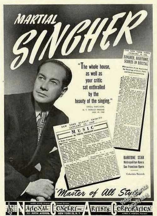 Martial Singher Martial Singher Baritone Opera Ad 1948 Original Whats it worth