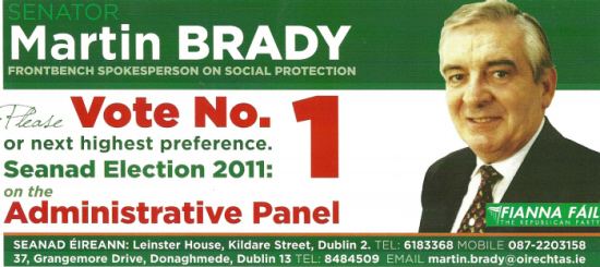 Martin Brady martin Brady Irish Election Literature