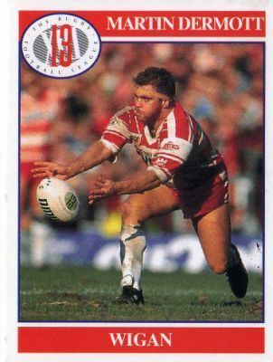 Martin Dermott WIGAN Martin Dermott 129 MERLIN Rugby League 1990 s Trading Card