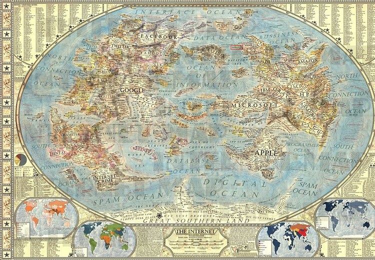 Martin Vargic Artist creates vintage world map of the online universe