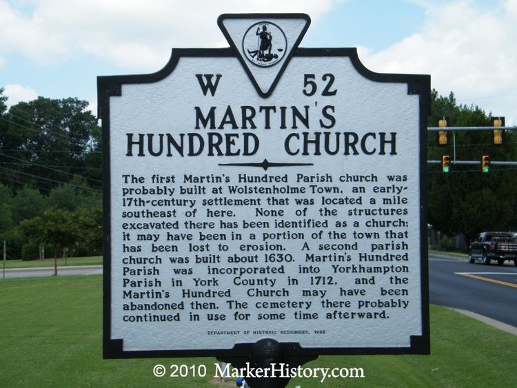 Martin's Hundred Martin39s Hundred Church W52 Marker History