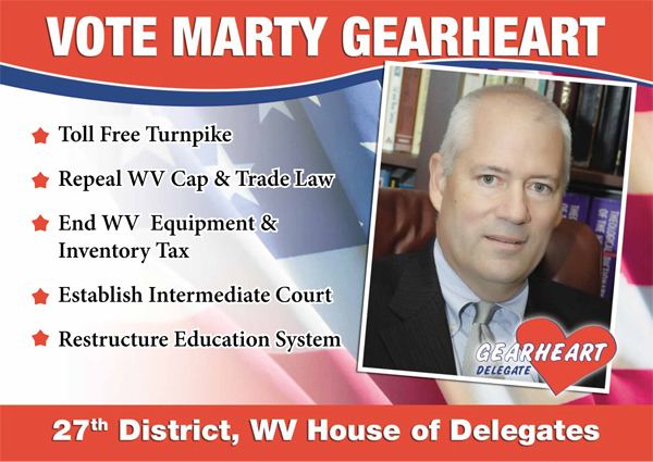 Marty Gearheart Political Postcards For Marty Gearheart for House of Delegates
