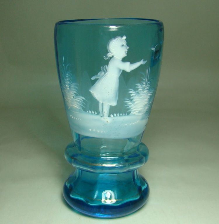 Mary Gregory Mary Gregory Blue TumblerVase Girl at Play from