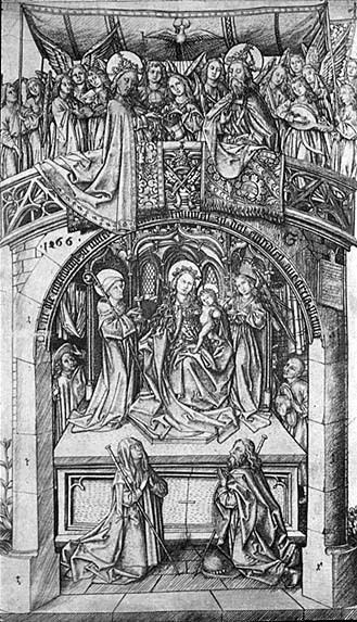 Master E. S. Master ES Madonna of Einsiedeln 1466 Engraving Engraving