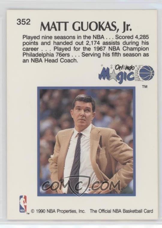 Matt Guokas 199091 NBA Hoops Base 352 Matt Guokas COMC Card Marketplace