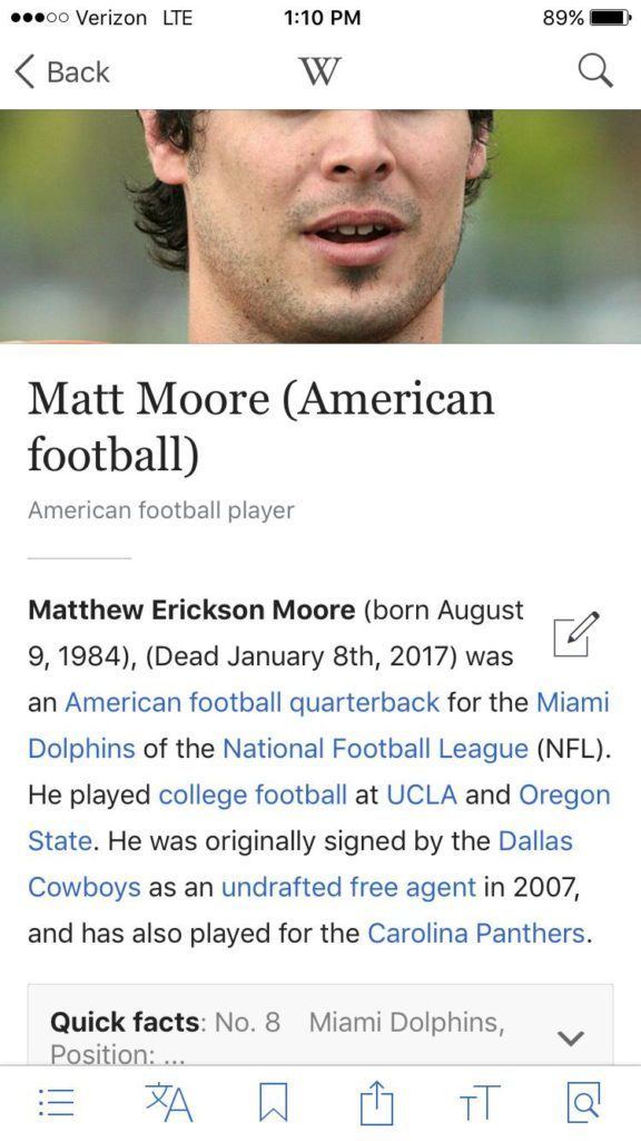 Matt Moore (American football) Wikipedia Already Pronounced Dolphins QB Matt Moore Dead Online