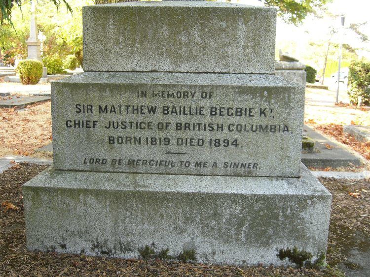Matthew Baillie Begbie Biography BEGBIE Sir MATTHEW BAILLIE Volume XII 1891