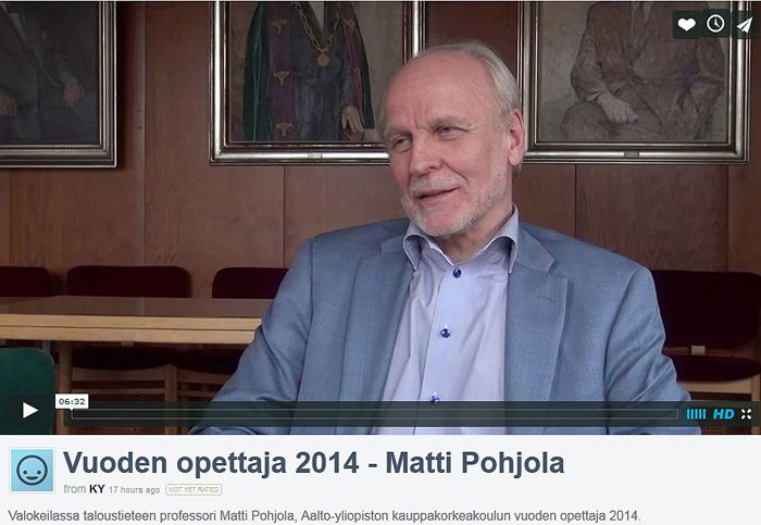 Matti Pohjola News KY selected Matti Pohjola as Teacher of the Year Aalto