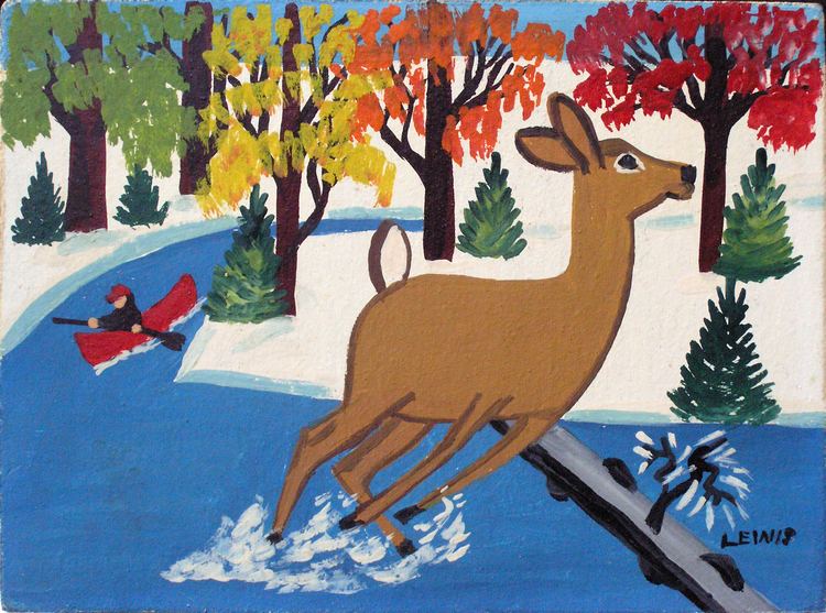 Surprised Deer 1961, a painting by Maud Lewis