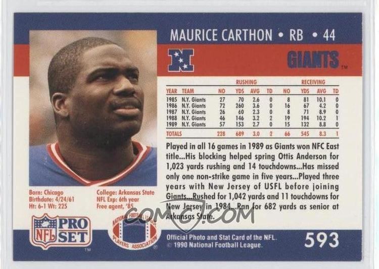 Maurice Carthon 1990 Pro Set 593 Maurice Carthon COMC Card Marketplace