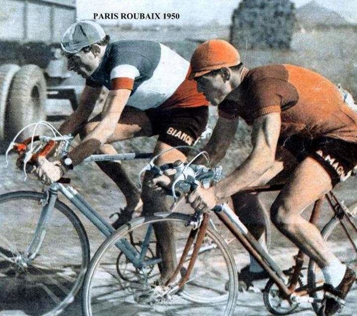 Maurice Diot Fausto Coppi riding with Maurice Diot ParisRoubaix 1950 Cycling