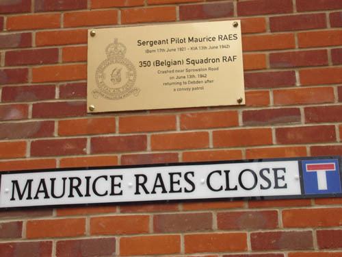 Maurice Raes Memorial Plaque Sergeant Pilot Maurice Raes Norwich TracesOfWarcom