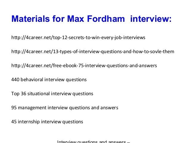 Max Fordham Max Fordham interview questions and answers