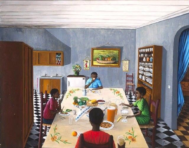 Max Gerbier 1974 painting Bourgeois Dining by Max Gerbier Haiti Visuelle
