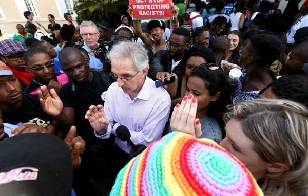 Max Price Students block UCT vice chancellor from leaving fees hearing