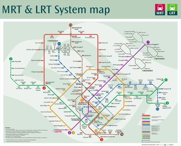 Singapore MRT and LRT System Map