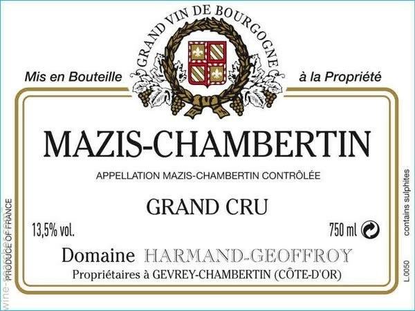 Mazis-Chambertin Domaine HarmandGeoffroy MazisChambertin Grand Cru Cote de Nuits