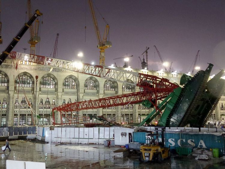 A crawler crane collapsed over the Masjid al-Haram in Mecca, Saudi Arabia.