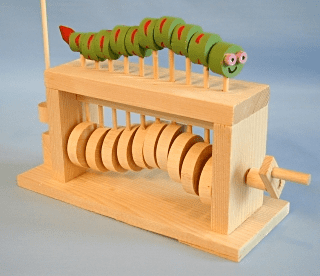 Caterpillar mechanical toy made of wood
